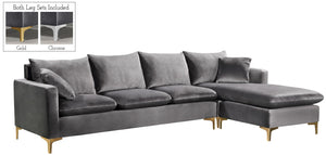 Meridian Naomi Velvet 3pc Sectional in Grey 636Grey-Sectional image