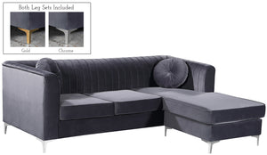 Meridian Furniture Eliana Velvet Reversible 2pc Sectional in Grey 660Grey-Sectional image