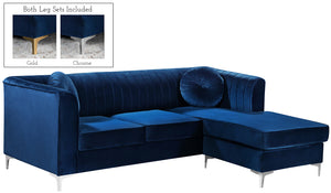 Meridian Furniture Eliana Velvet Reversible 2pc Sectional in Navy 660Navy-Sectional image