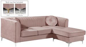 Meridian Furniture Eliana Velvet Reversible 2pc Sectional in Pink 660Pink-Sectional image