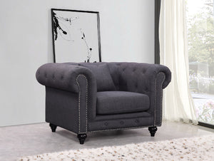Meridian Chesterfield Linen Chair in Grey 662GRY-C image