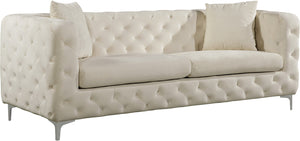 Meridian Scarlett Velvet Sofa in Cream 663Cream-S image