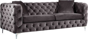 Meridian Scarlett Velvet Sofa in Grey 663Grey-S image