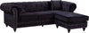 Meridian Furniture Sabrina Velvet Reversible 2pc Sectional in Black 667Black-Sectional image