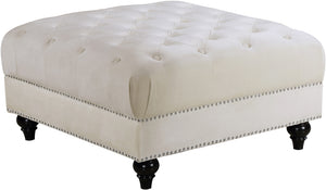 Meridian Furniture Sabrina Velvet Ottoman in Cream 667Cream-Ott image