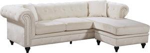 Meridian Furniture Sabrina Velvet Reversible 2pc Sectional in Cream 667Cream-Sectional image