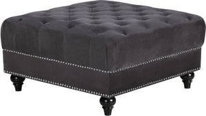 Meridian Furniture Sabrina Velvet Ottoman in Grey 667Grey-Ott image
