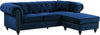 Meridian Furniture Sabrina Velvet Reversible 2pc Sectional in Navy 667Navy-Sectional image