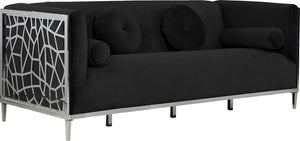Meridian Furniture Opal Velvet Sofa in Black 672Black-S image