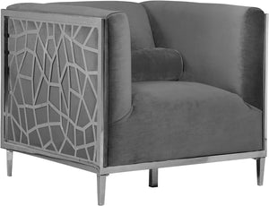 Meridian Furniture Opal Velvet Chair in Grey 672Grey-C image