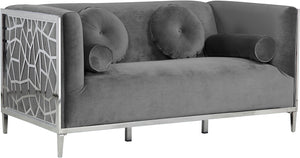 Meridian Furniture Opal Velvet Loveseat in Grey 672Grey-L image