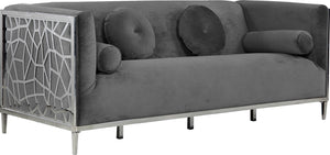 Meridian Furniture Opal Velvet Sofa in Grey 672Grey-S image