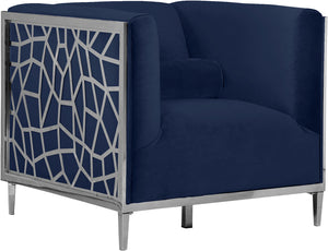 Meridian Furniture Opal Velvet Chair in Navy 672Navy-C image