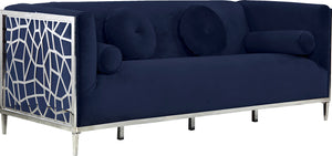 Meridian Furniture Opal Velvet Sofa in Navy 672Navy-S image