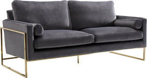 Meridian Furniture Mila Velvet Sofa in Grey 678Grey-S image