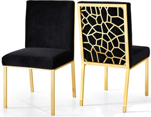 Meridian Opal Velvet Dining Chair in Black (Set of 2) 737Black-C image