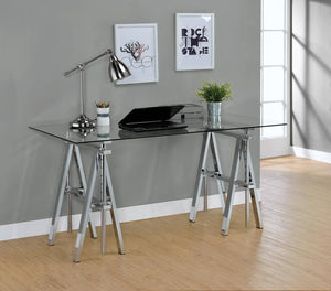 G800900 Casual Silver Glass Top Adjustable Writing Desk image