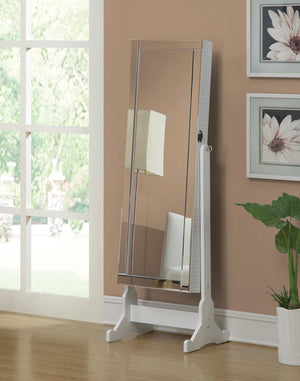 Transitional White Cheval Mirror and Jewelry Armoire image