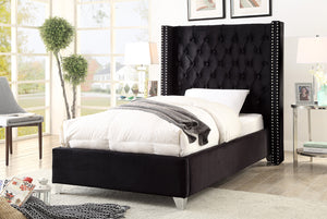 Meridian Furniture Aiden Velvet Full Bed in Black AidenBlack-F image