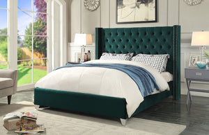 Meridian Furniture Aiden Velvet Queen Bed in Green AidenGreen-Q image