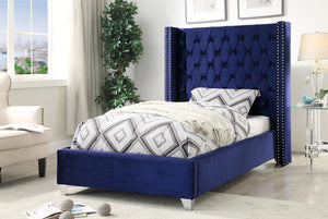Meridian Furniture Aiden Velvet Twin Bed in Navy AidenNavy-T image