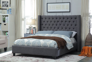 Meridian Furniture Ashton Linen Queen Bed in Grey AshtonGrey-Q image
