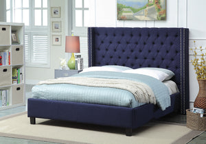 Meridian Furniture Ashton Linen Queen Bed in Navy AshtonNavy-Q image
