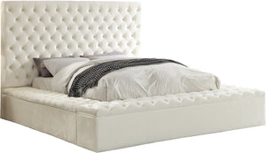 Meridian Bliss Velvet King Bed (3 Boxes) in White BlissWhite-K image