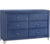 Meridian Caroline Velvet 6 Drawer Dresser in Navy Caroline-D image