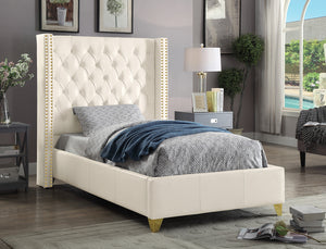 Meridian Furniture Soho Bonded Leather Twin Bed in White SohoWhite-T image