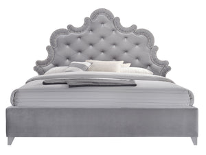Meridian Sophie Velvet Queen Bed in Grey Sophie-Q image